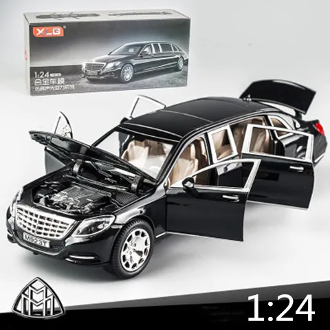 update version black 1:24:32 звуковой светильник, сплав Maybach S600, модель автомобиля, 6 дверей, игрушки для мальчиков, детский подарок - Цвет: update version black