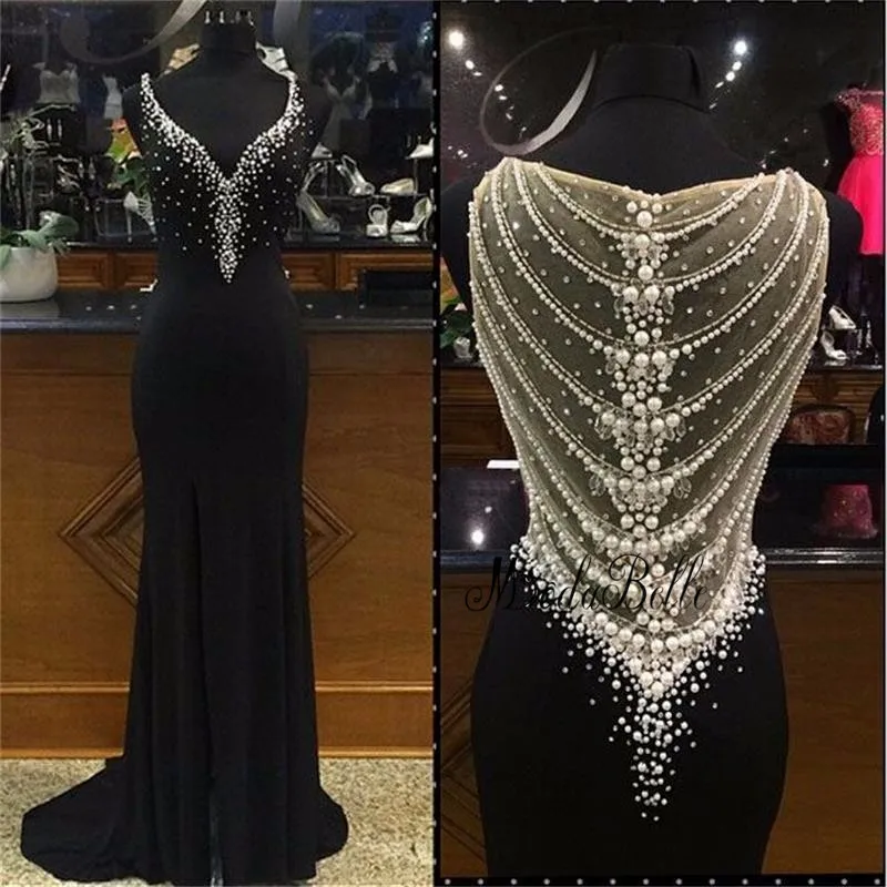 Женское вечернее платье-русалка Черное длинное платье с высоким разрезом и