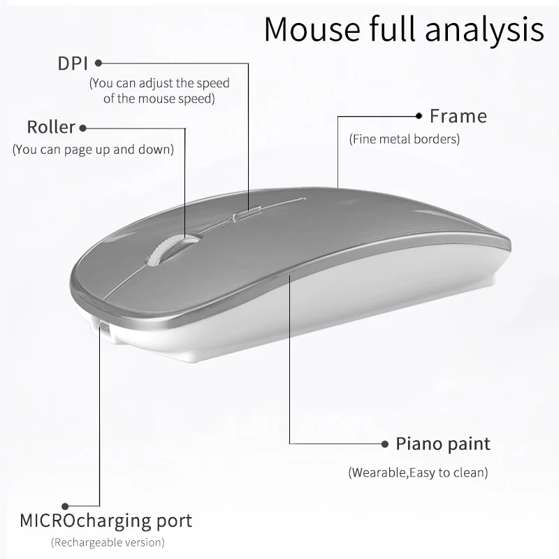 Беспроводная мышь для Macbook air 13/pro 13 Bluetooth мышь для huawei Xiaomi ноутбук перезаряжаемая ПК Бесшумная игровая мышь sem fio мыши