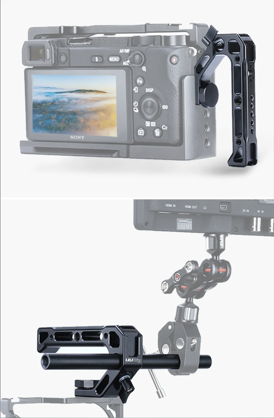 UURig R008 камера Верхняя ручка рукоятка Arri установочный винт монитор микрофон установка Холодный башмак для Nikon Canon sony DSLR камеры