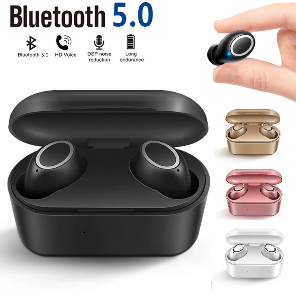 TWS Bluetooth гарнитура 3D V5.0 стерео чехол для переноски наушники с низким уровнем