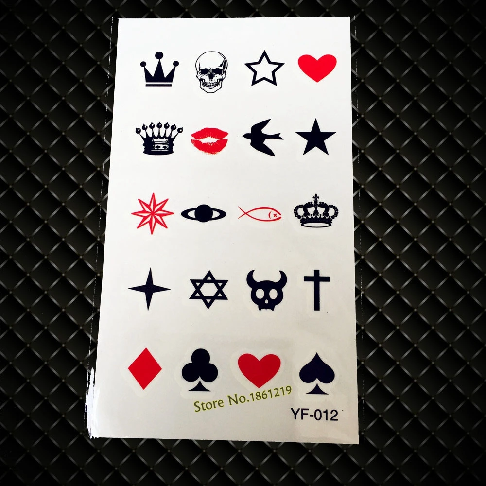 New Little Cute Tattoo On Finger Hands GYF-12 Crown Lip Poker Skull Fish Cross Bird Design Sexy Lady Fake Jewel Temporary | Красота и