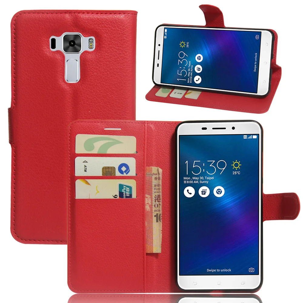 Original PU Leather Wallet Case for Asus Zenfone 3 Laser ZC551KL Phone Bag Cover with Stand Function and Visa Card Slot | Мобильные
