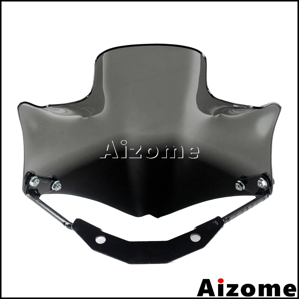 Ветровое стекло для мотоцикла Kawasaki Z750 Z750R 2007-2012 с креплением, цвет - дымчатый.