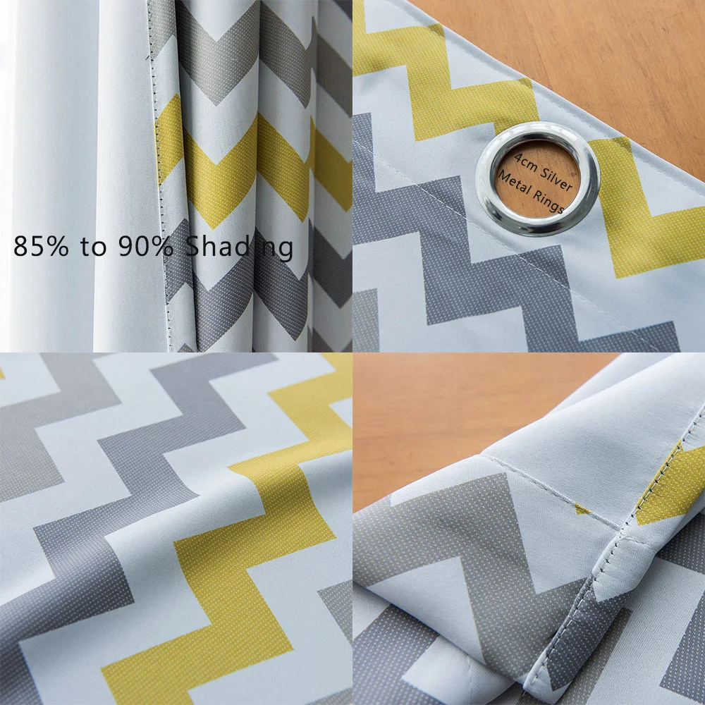 Topfinel Thick Thermal Insulated Blackout Curtains Window Treatment Printed Wave Stripes Drapes For Living Room Bedroom Kitchen
