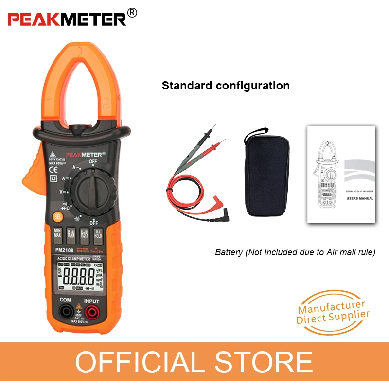 Medidor de pinza de corriente PM2108 MS2108A, alicates, amperímetro, probador de capacitancia, multímetro de abrazadera amperimétrica AC DC