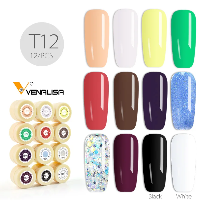 Venalisa, 12 шт./лот, УФ-гель, новинка, для дизайна ногтей, дизайн, маникюр, УФ-светодиодный, впитывается, сделай сам, краска, гель, чернила, УФ-гель, лак для ногтей - Цвет: T12