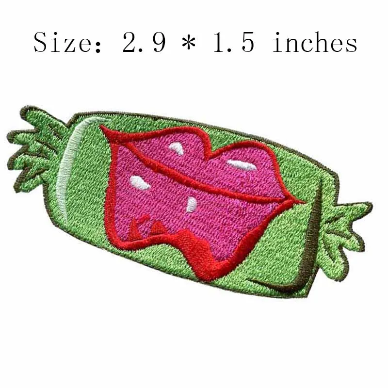 

Green candy 2.9"high embroidery patch for Broderie/clothing patch/smiling face