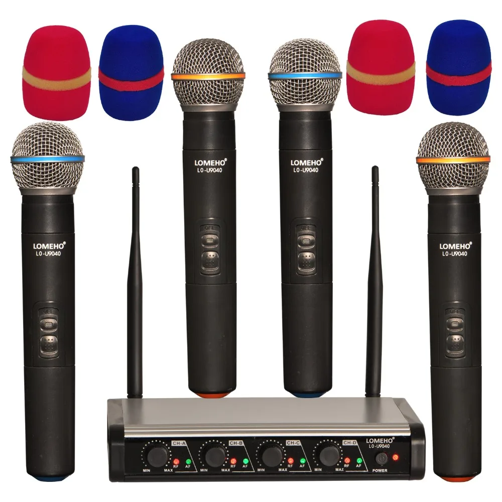LOMEHO LO U9040 4 канальный UHF ручной церковный караоке Dj Вечеринка встреча беспроводной