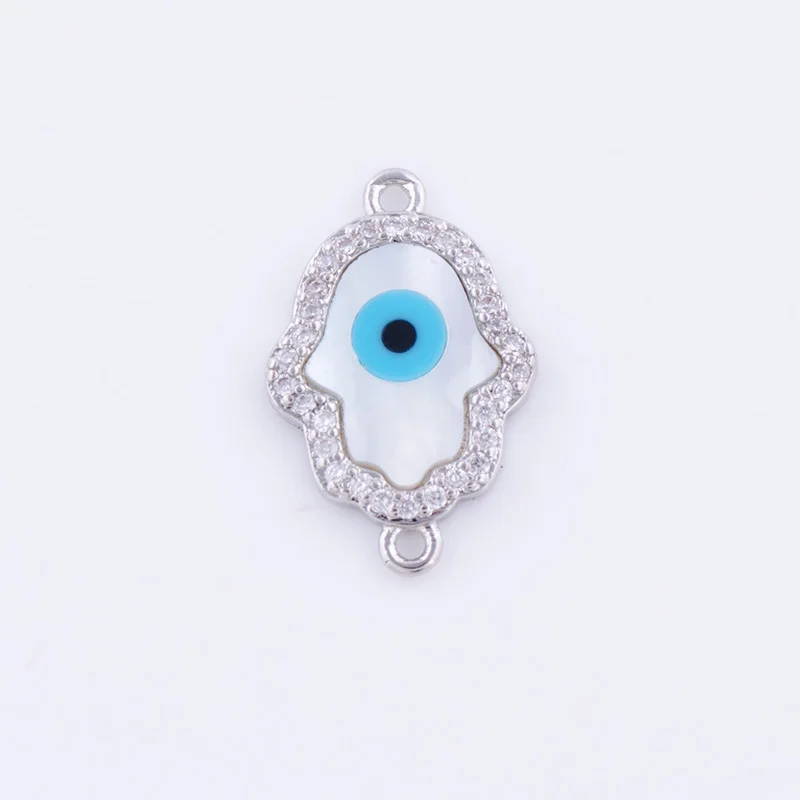 1pc 18*12mm Shell Evil Eye Hamsa Hand Connector Charms Pendant Accessories For DIY Fashion Bracelet Necklace Jewelry Findings | Украшения и