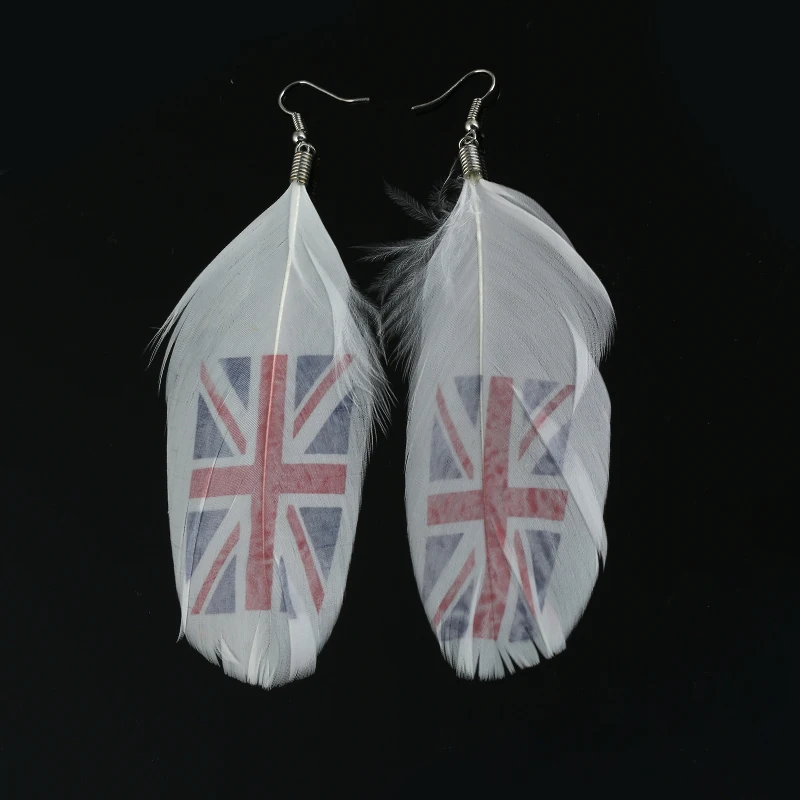 Новые серьги с перьями в европейском и американском стиле британским флагом