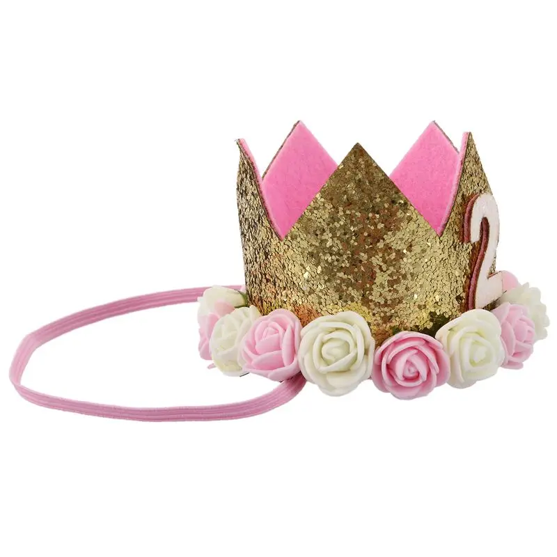 Цветок повязка на голову Принцесса Корона День рождения Беби Шауэр детский день