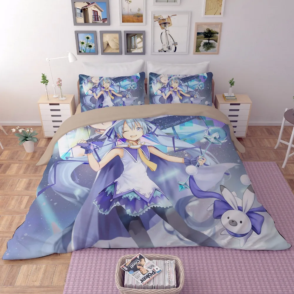 Японское аниме яркий 3D Hatsune Miku постельное белье Простыня принт мультяшный пододеяльник Мягкая Наволочка Твин Полный Королева Король Размер