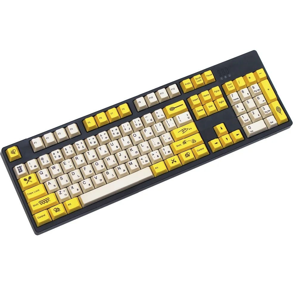 Пчелиный желтый/белый 108/130 клавиш красящий сублимированный pbt keycap для