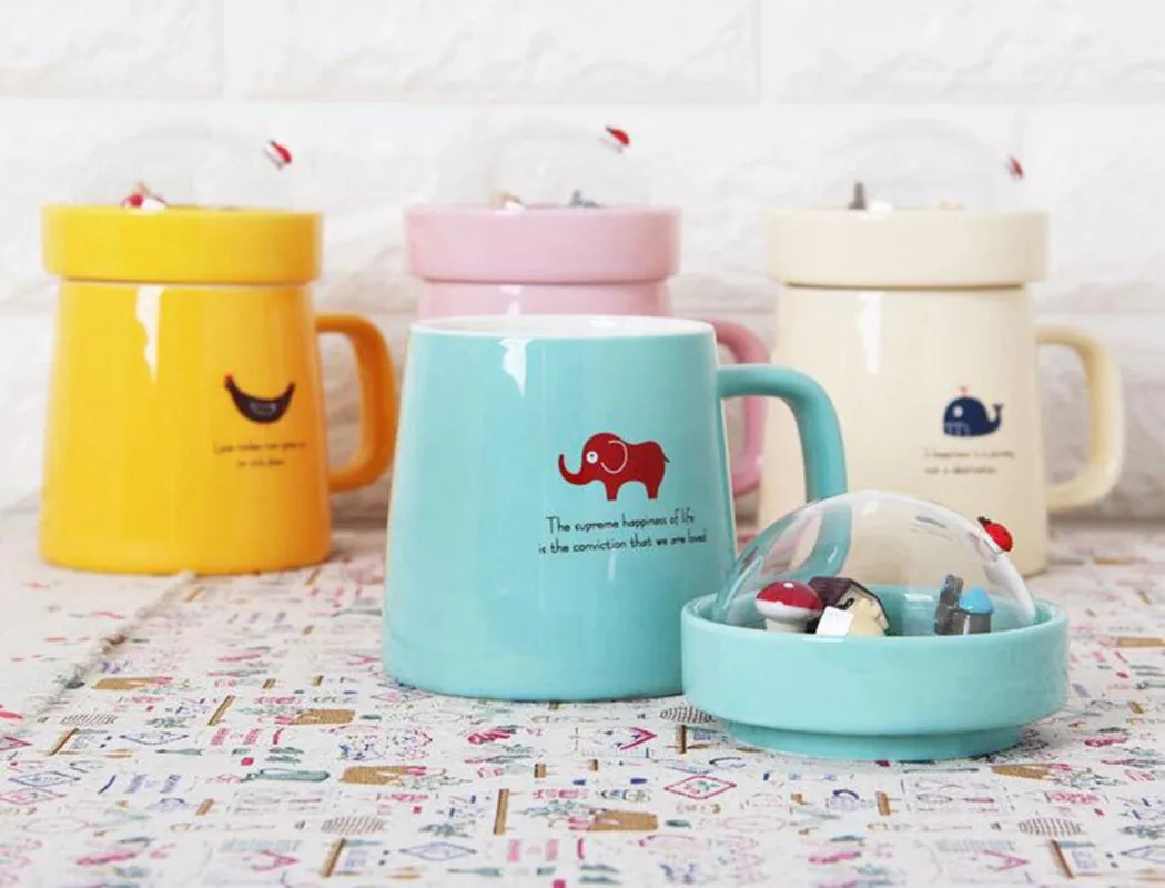 400 мл креативные DIY микро Ландшафтные садовые керамические чашки с керамической крышкой милые кофейные чашки и кружки Canecas Criativa