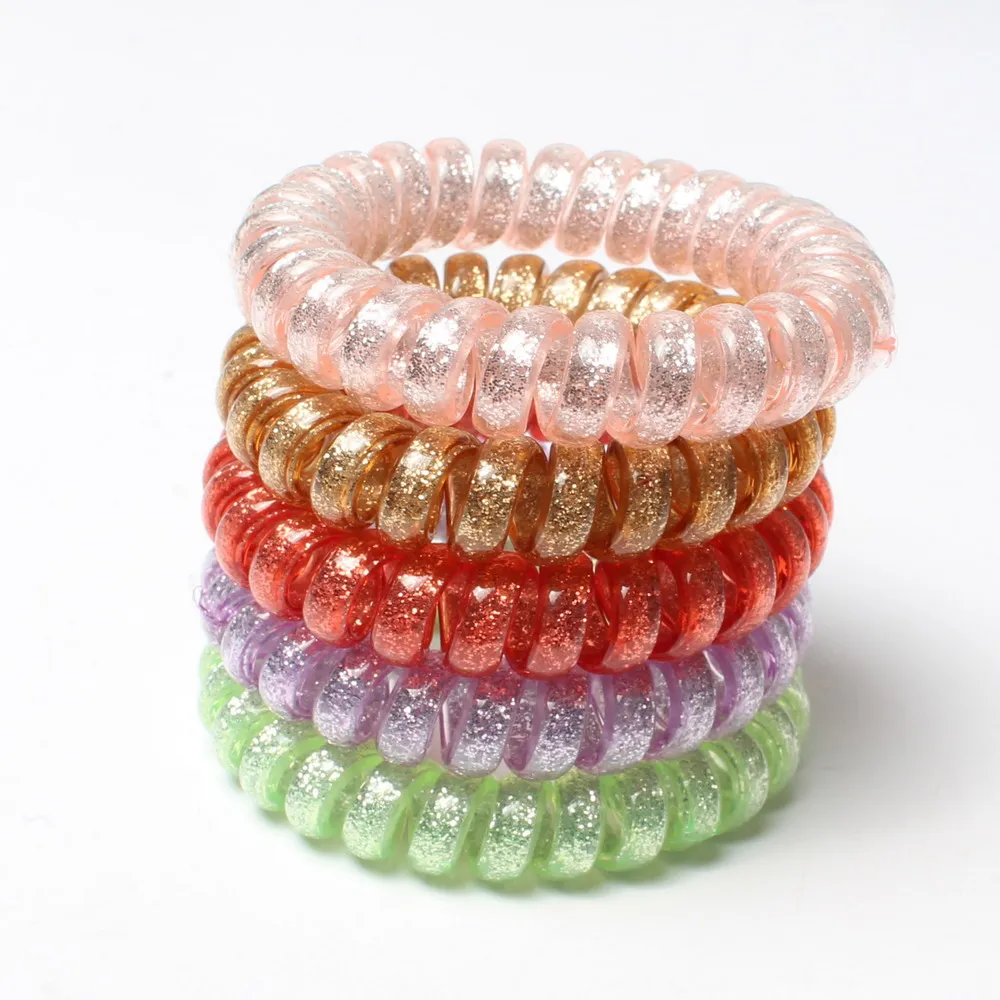 5 шт./лот Блестящий телефонный шнур пони эластичные резинки для волос аксессуары