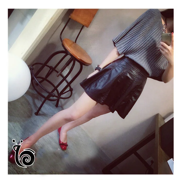 Новинка зимы 2017 черная облегающая юбка из искусственной кожи на талии Корейская