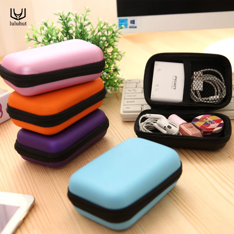 

luluhut anti press hard storage box case for earphones headphone SD card zipper carrying bag for ear buds usb cable organizer