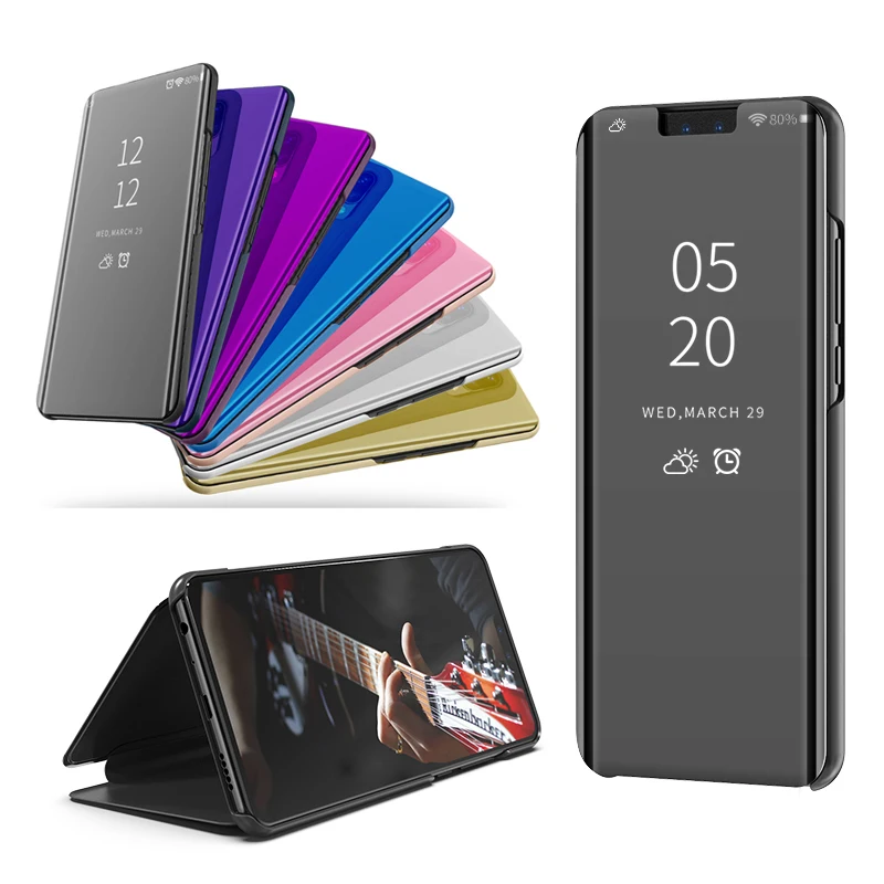 Зеркальный чехол для Huawei Y9 2019 Роскошный прозрачный флип из искусственной кожи Y 9
