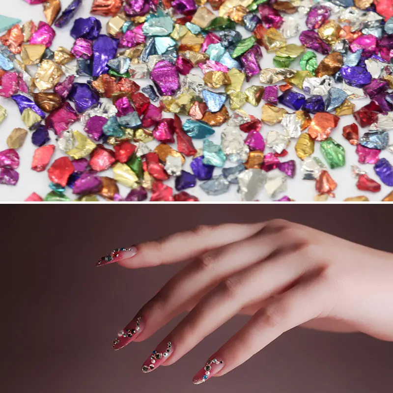 50 г глиттер-стразовые наклейки для ногтей Art Crushed Non Hot Fix Rhinestones Colorful для декорации B0934 on.
