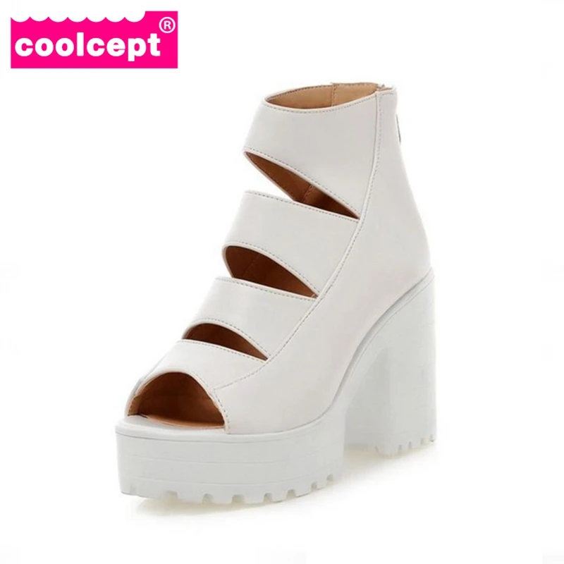 Coolcept/женские босоножки на высоком каблуке Гладиаторы с открытым носком молнии