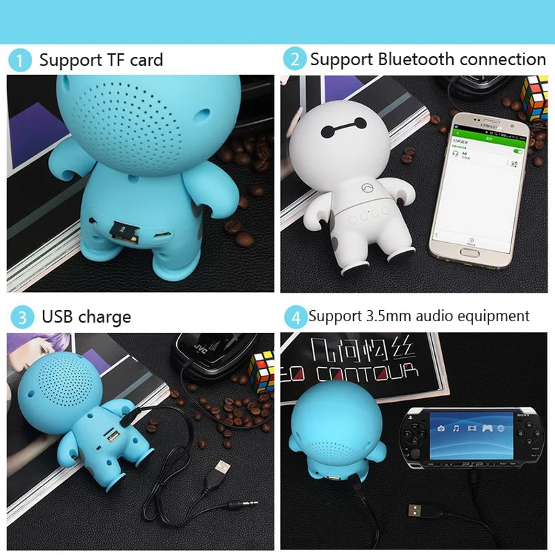 Мультяшный Baymax беспроводной bluetooth динамик портативный мини прекрасный аудио громче bluetooth динамик поддержка TF/USB