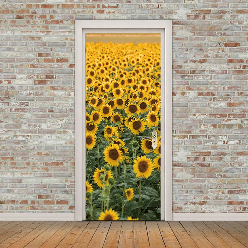 2 шт./компл. наклейка на дверь подсолнуха настенные наклейки обои для гостиной