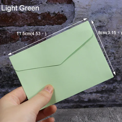 10pcs light green 10 шт. мини-конверты конфетных цветов, канцелярские принадлежности, подарочные карты, одноцветные конверты, открытки, фото конверты, конверты для офиса, школы - Цвет: 10pcs light green