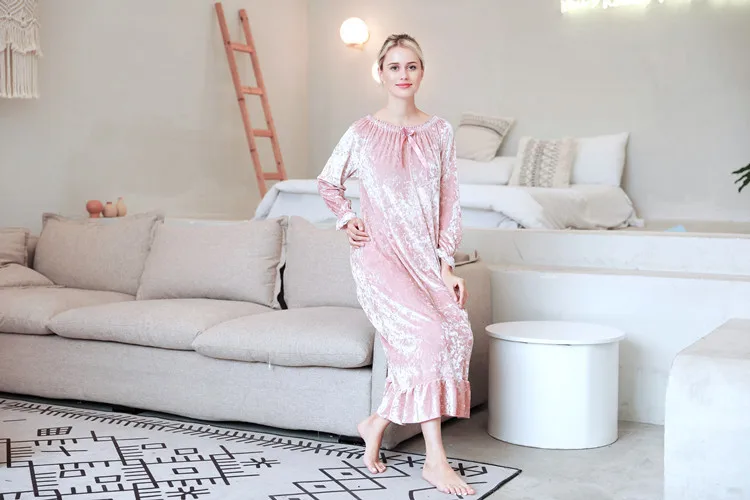 Fdfklak M-XXL, плюс размер, осенняя новинка, женская ночная рубашка, ночная рубашка, Женское ночное белье, сексуальное ночное белье, платье для сна, Q1538