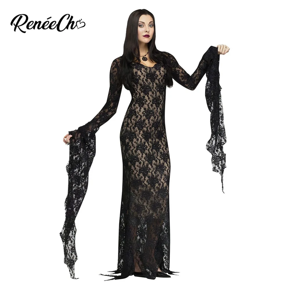Женские костюмы на Хэллоуин Кружевной Костюм для взрослых с длинным рукавом