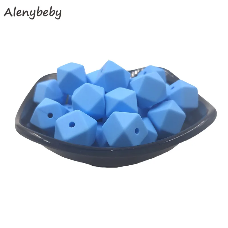 Cornflower blue 50 шт. силиконовая форма бусины шестигранный Прорезыватель 17 мм DIY детское жевательное ожерелье BPA свободное вскармливание ювелирные изделия силиконовые бусины-прорезыватели детские игрушки - Цвет: Cornflower blue