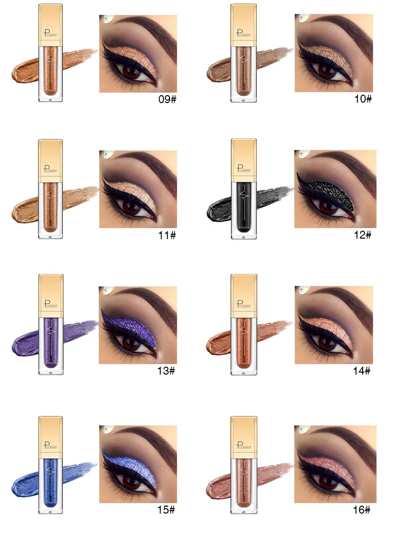 Pudaier 18 цветов Shine Smoky Eyeshadow waterproof Dimond Glitter жидкие тени для век женские косметические тени для век подводка для глаз