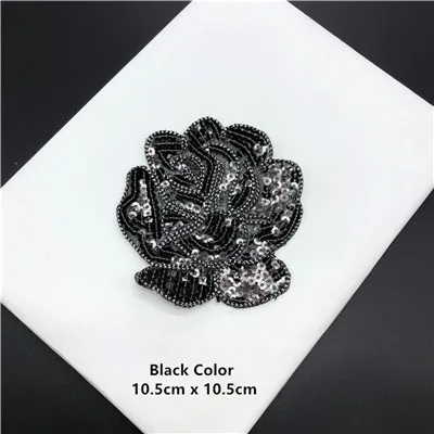 Black Color 5pcs 5 шт./лот железные нашивки для одежды DIY Цветочные нашивки с блестками для одежды наклейки с блестками швейные нашивки украшения - Цвет: Black Color 5pcs