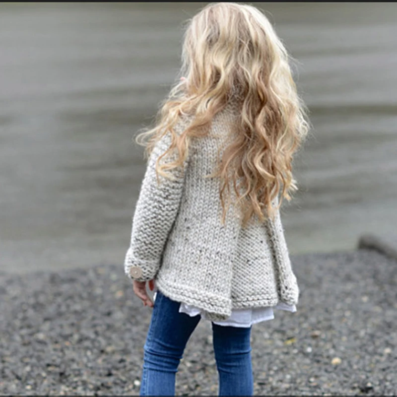 spring autumn Knitted Sweater Toddler Kids Baby Girls Outfit Clothes Button Knitted Sweater Cardigan Coat Tops