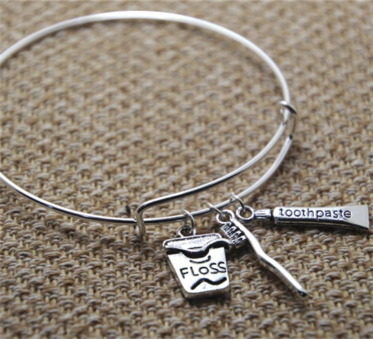 12 шт стоматолога-Стоматологическая школа стоматолога помощи браслет Серебряный