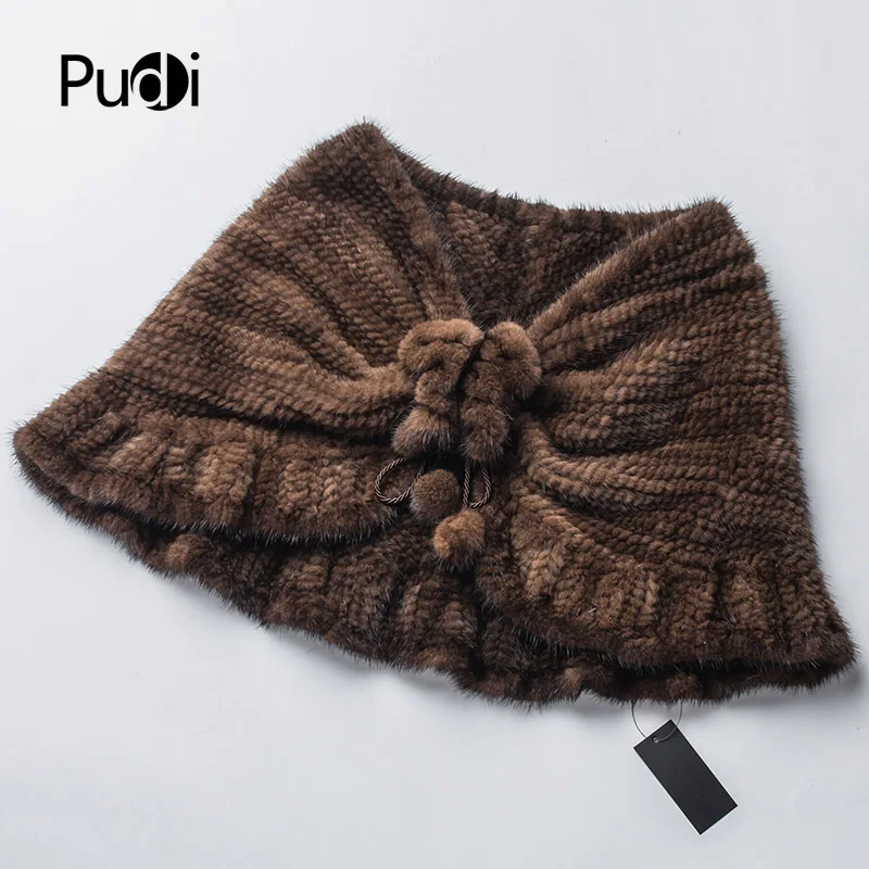 Pudi CK714 женский натуральный мех норки вязаный пашмины шаль пончо деформации палантины зимний палантин