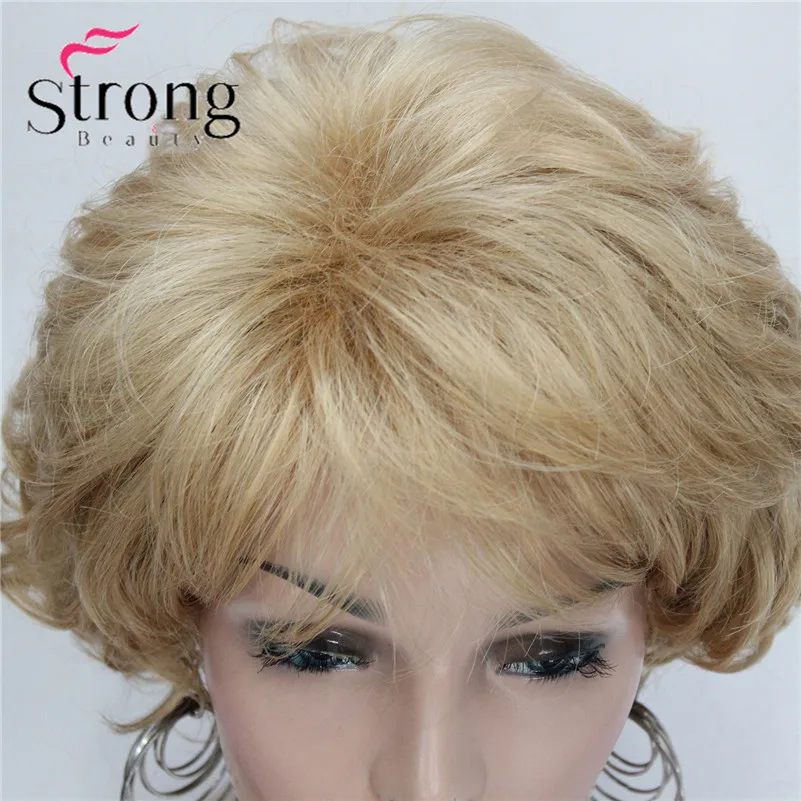 StrongBeauty короткий парик мягкий взъерошенные кудри коричневый выделяет полный синтетические парики выбор цвета