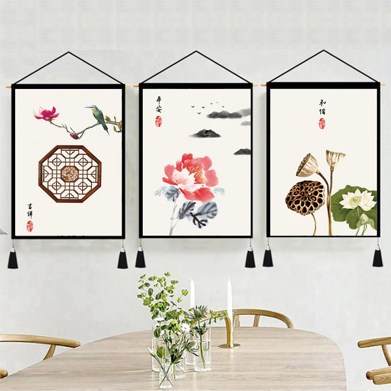 Китайские стили подвесная картина холст плакат настенные картины для гостиной