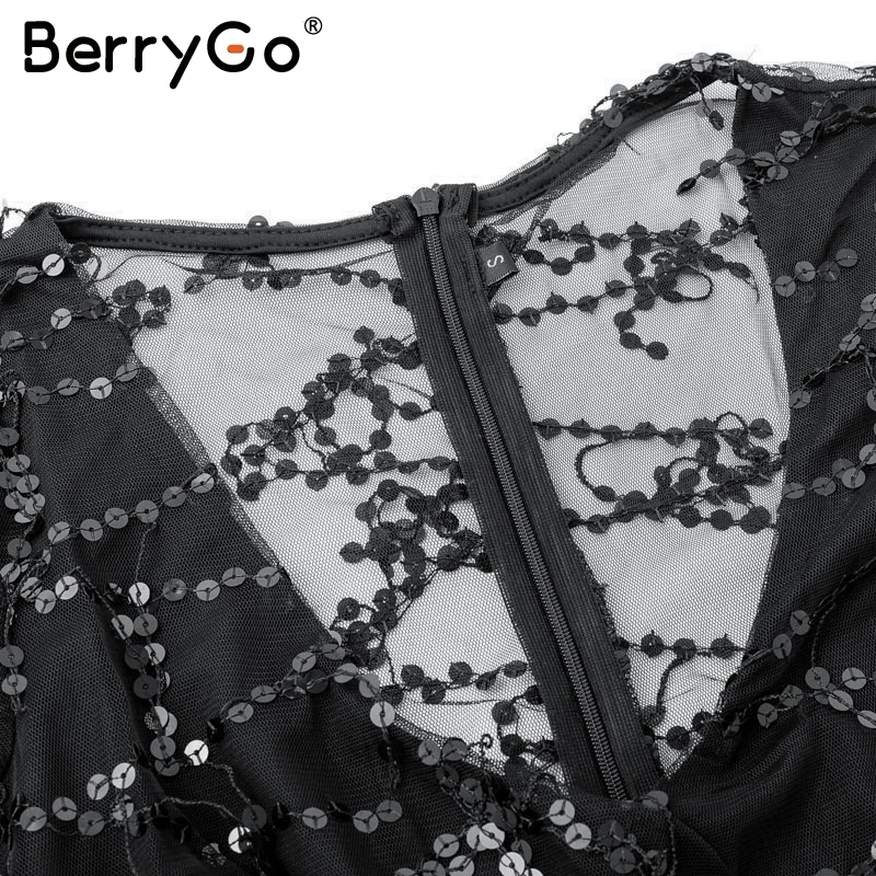 BerryGo пикантные сетчатые вечерние блесток комбинезоны комбинезон тонкий блеск
