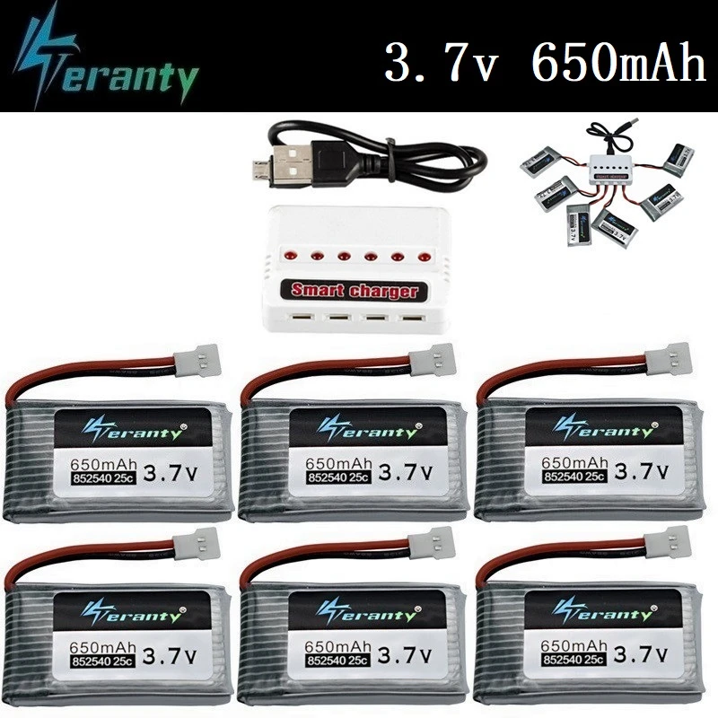 Зарядное устройство 6 в 1 3 7 650 мАч Lipo для X5 X5C X5SC X5SW X6SW H9D H5C M68 FY550 HJ818 HJ819 L15FW 852540 RC