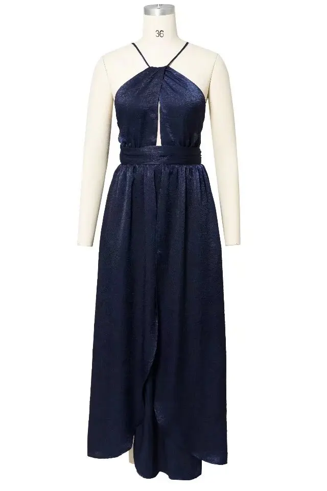 Без рукавов Холтер сексуальные макси платья летние вечерние с открытой спиной