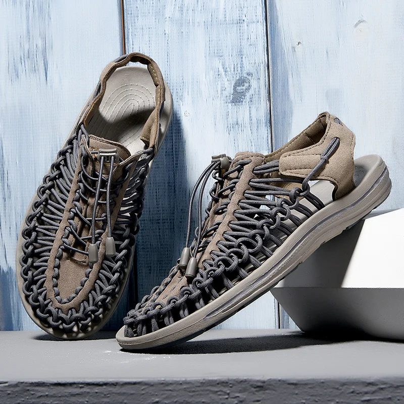 New Casual Men Soft Sandals Comfortable Men Summer Lycra Sandals Men Roman Summer Outside Home Beach Sandals Big Size DA0234