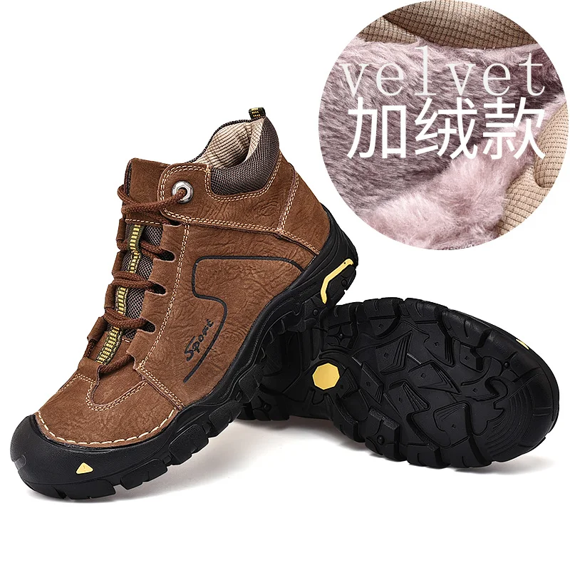 Топ мужские ботинки для пешего туризма из воловьей кожи Мужская Уличная обувь