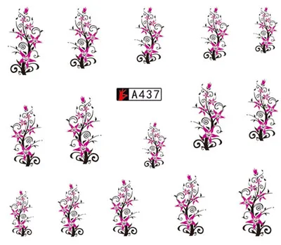 Наклейки на ногти искусство украшения ползунок фиолетовый цветок винограда клей