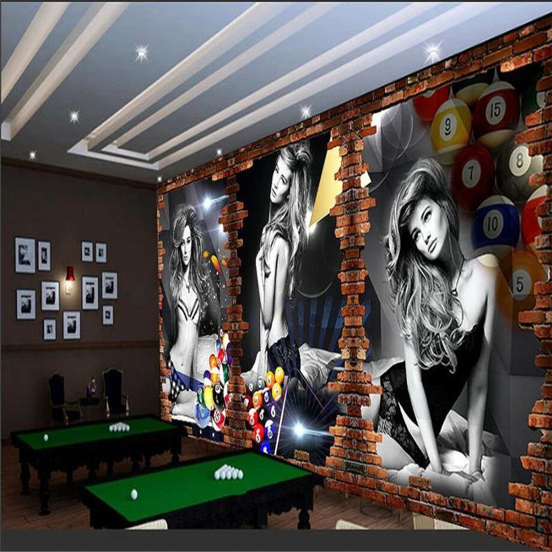 3d обои на заказ для игры в бильярд фоновые настольного тенниса|wallpaper decor|3d wallpapercustom