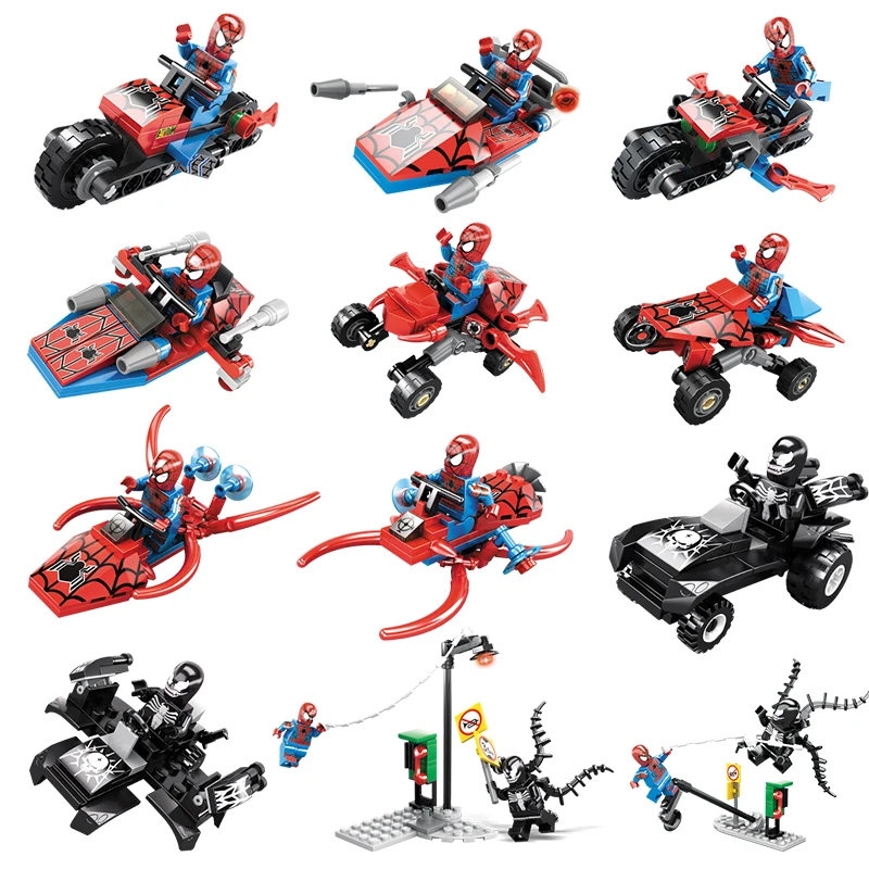 Legoings 6 в 1 супер герой Человек Паук Legos здания Конструкторы фигурку Brinquedos