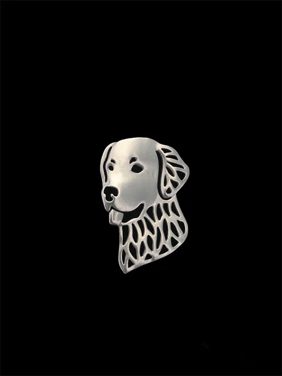 Модные мужские Броши с золотистым ретривером и булавками покрытые серебром