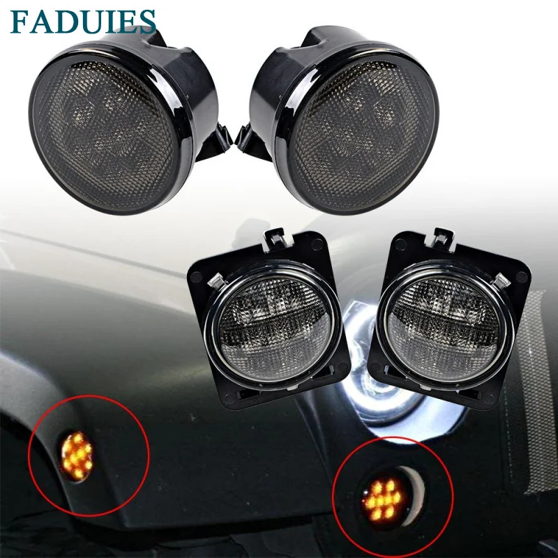 Комплект FADUIES для 2007 2017 Jeep Wrangler JK JKU дымовые линзы Янтарный светодиодный передний