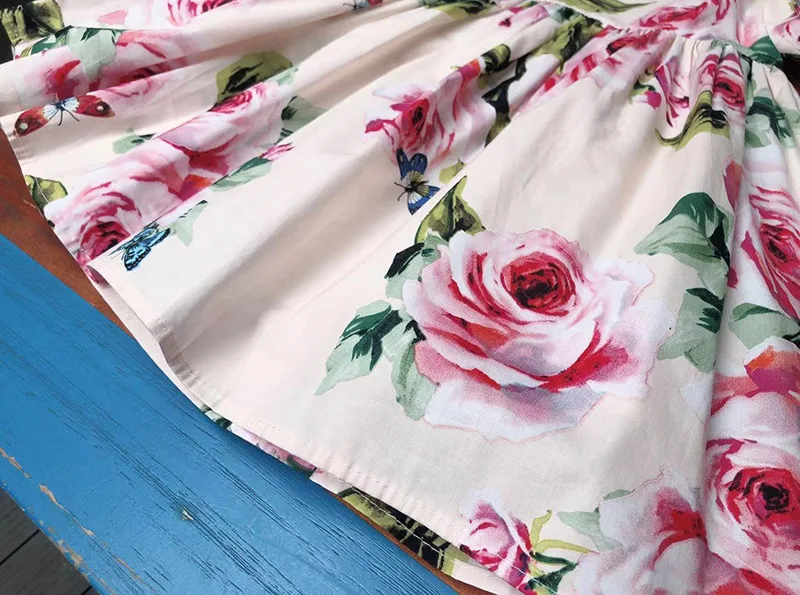 Roimyal Wholesale Summer Girls Short Sleeved Princess dress Pure Cotton Breathable Printed Flowers 2-7 Years Old free shipping | Детская