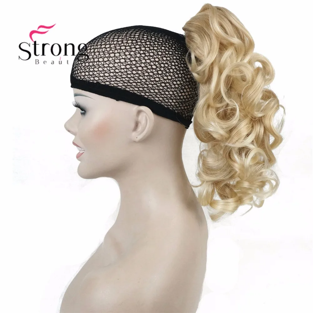 StrongBeauty, 12 дюймов, кудрявые синтетические накладные волосы на заколках в виде когтей, конский хвост, синтетические накладные волосы, 125 г, с зажимом для челюсти/когтей